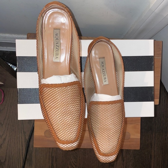 🦄 AQUAZZURA DALIA MOCASSIN SUGAR ALMOND SZ 39 - Picture 6 of 10